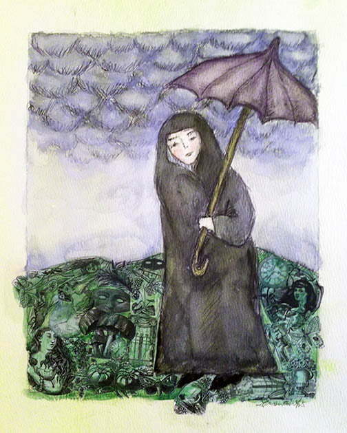 Mourner With Umbrella Sept2019 by artist Lauren Curtis