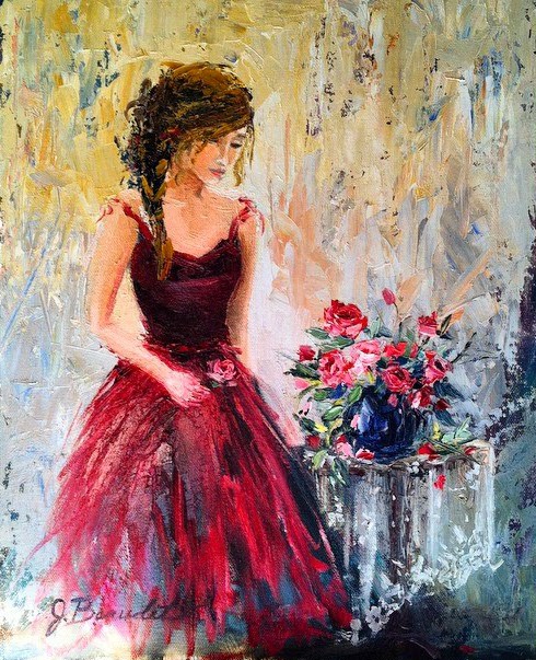 Woman With Red Rose by Jen Beaudet Zondervan impressionist from California